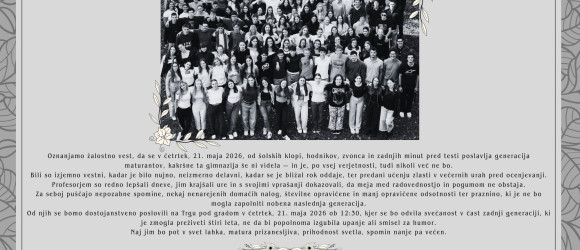 Zadnji šolski zvonec za generacijo 2026